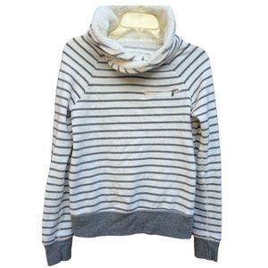 Abercrombie and Fitch Striped Cowl Neck Sweatshirt Gray/ Beige Size Small
